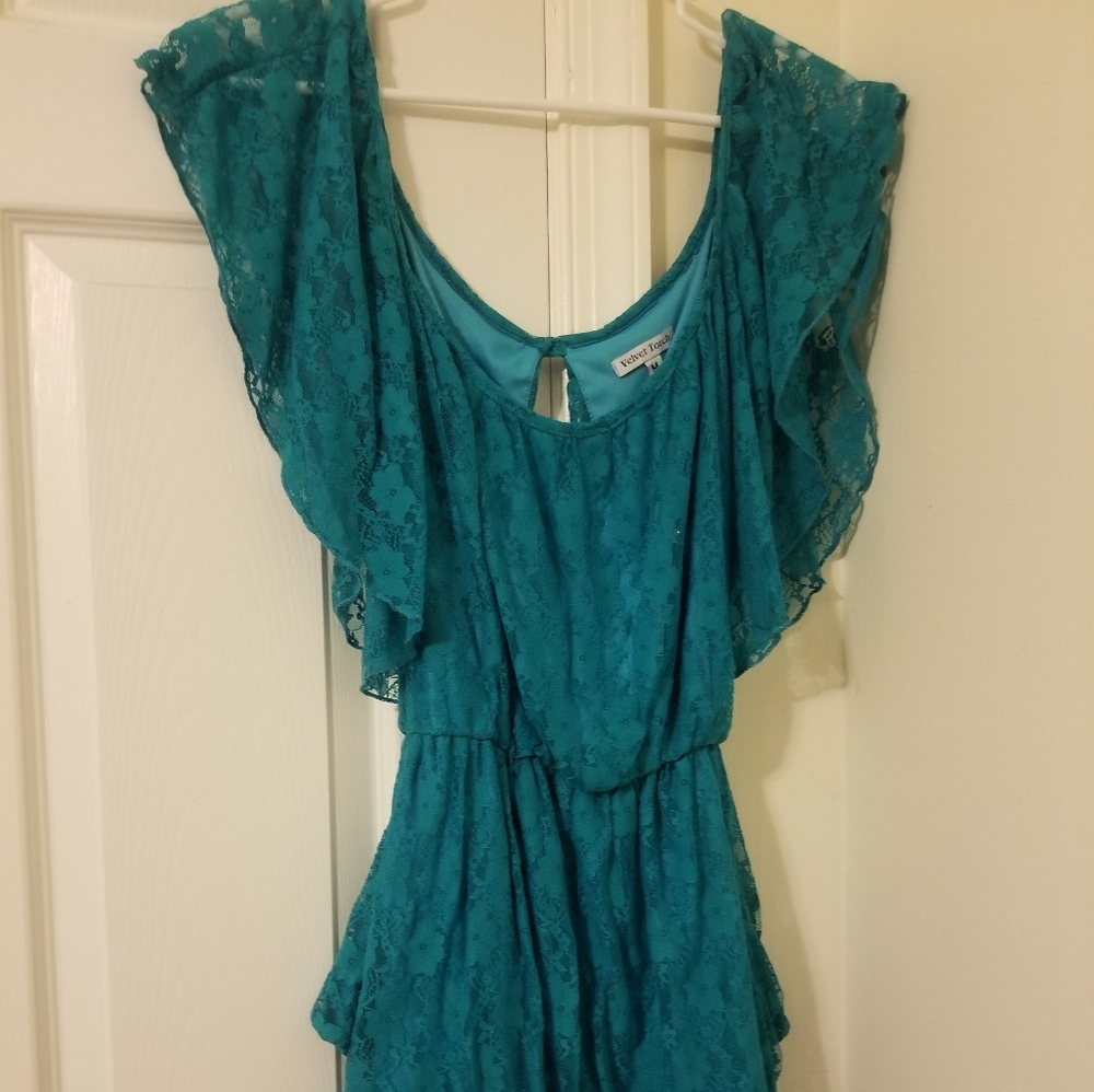 Velvet Torch Cocktail Dress With Flutter Sleeves